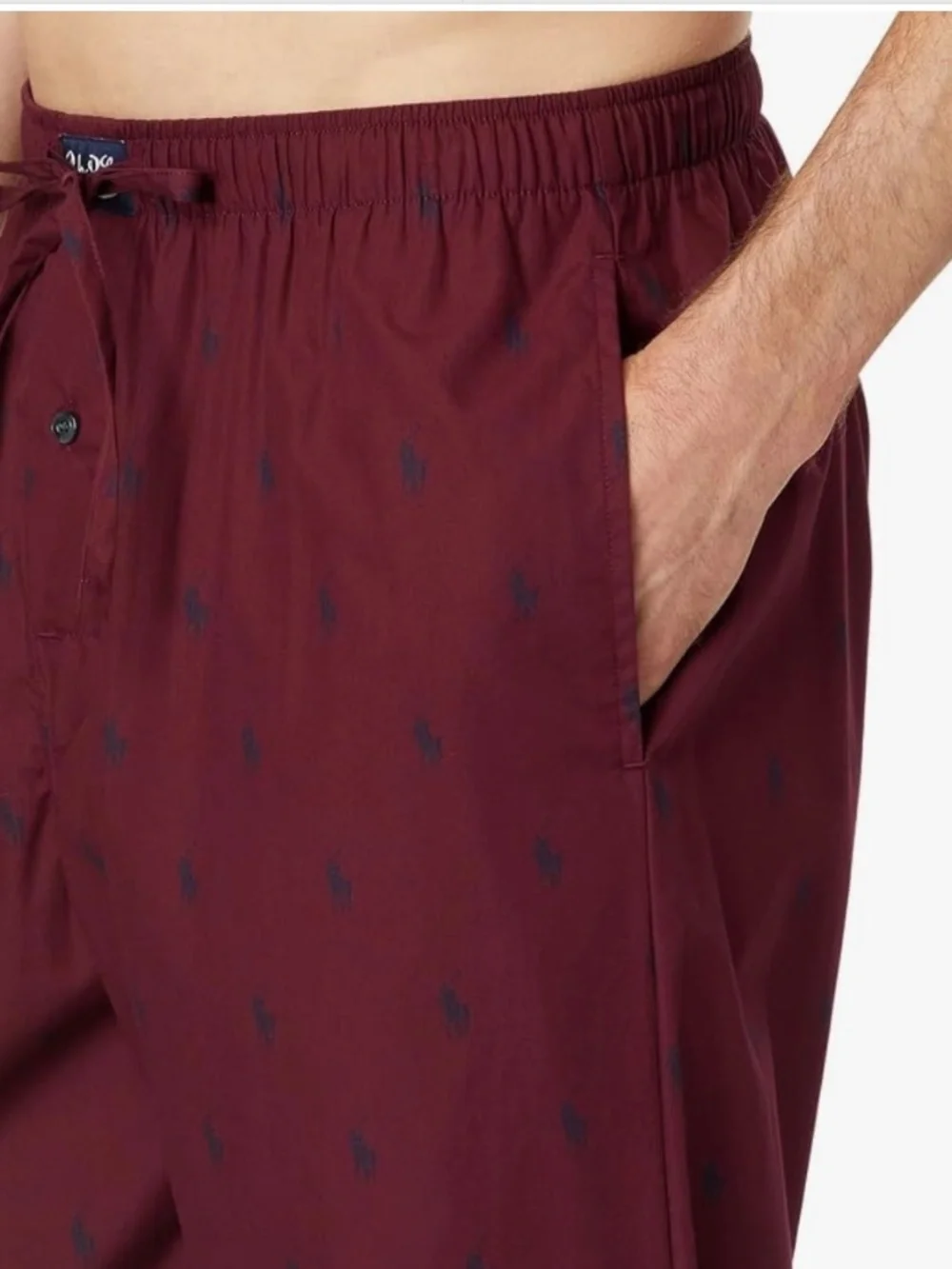new MENS POLO RALPH LAUREN ALLL OVER PONY WOVEN COTTON PAJAMA PANTS WINE XL